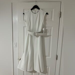 Calvin Klein White Belted Midi Dress